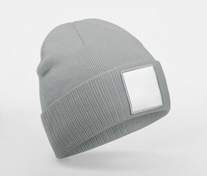 BEECHFIELD BF337R - APPLIQUÉ PATCH BEANIE Ash / White